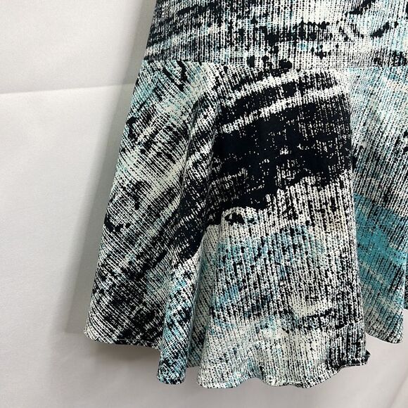 Parker blue black white print cotton blend halter mini dress size large EUC - Picture 5 of 12